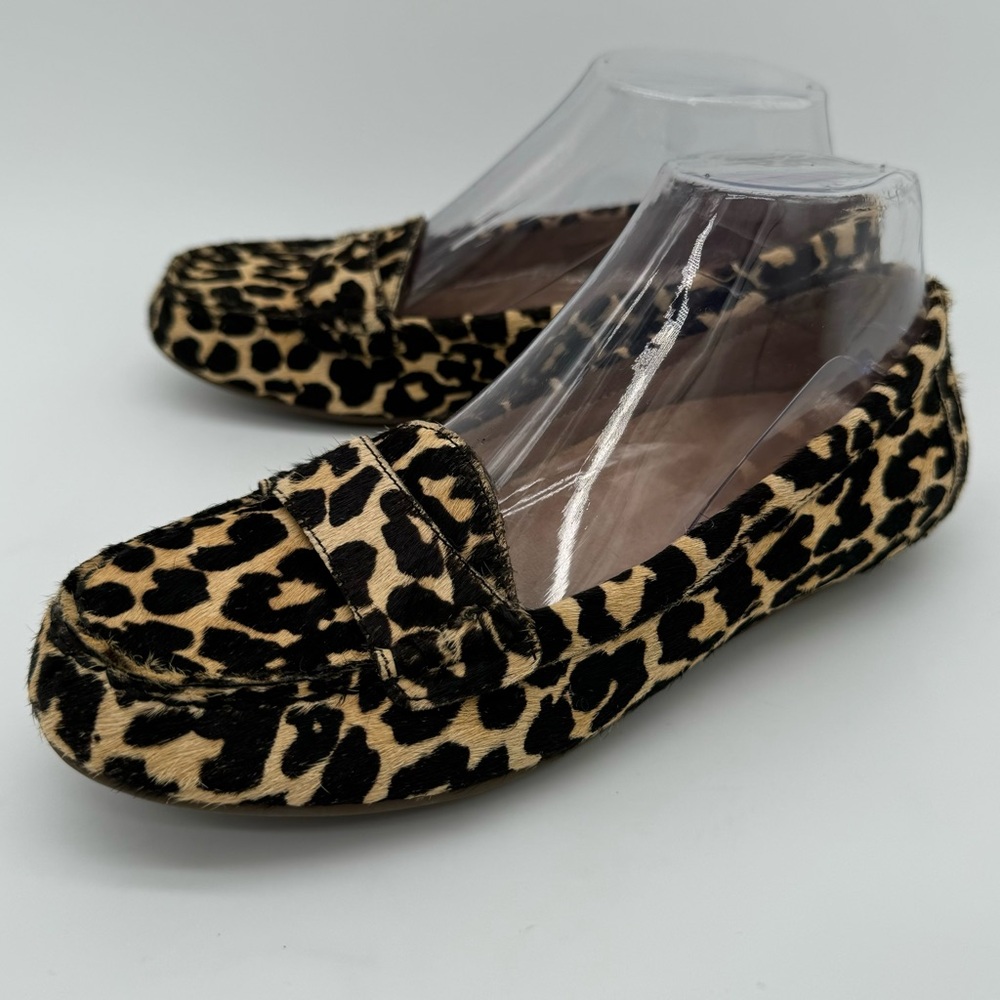 Vionic “Larrun” Calf Hair Leopard Leather Loafers Size 7